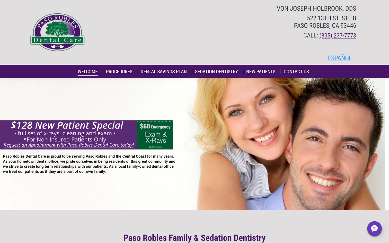 pasoroblesdentalcare.com screenshot