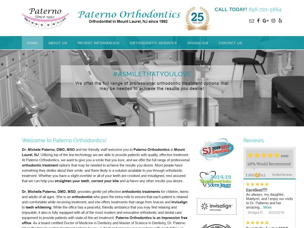 Paterno Orthodontics LLC Website Screenshot from paternoorthodonticsllc.com