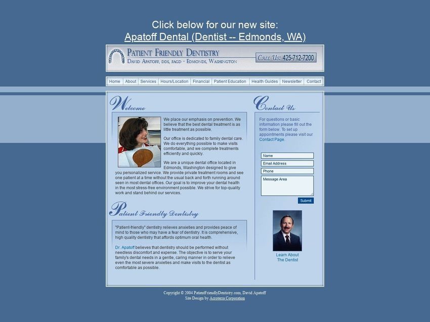 David Apatoff DDS Website Screenshot from patientfriendlydentist.com