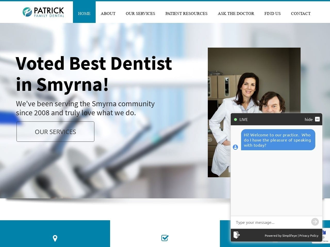 Patrick Family Dental Care Website Screenshot from patrickfamilydental.com