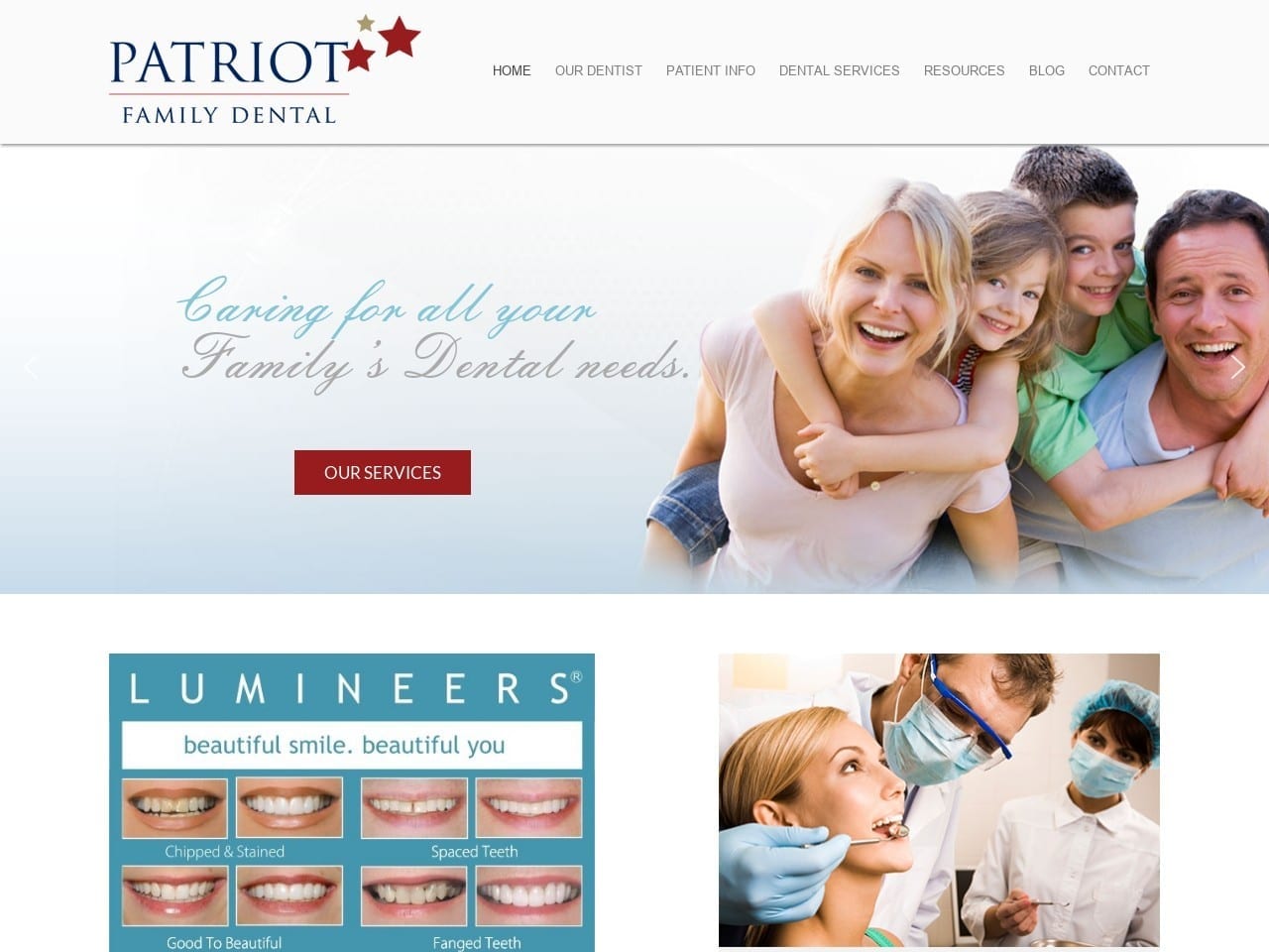 Dr. Carol Montee Website Screenshot from patriotfamilydental.com