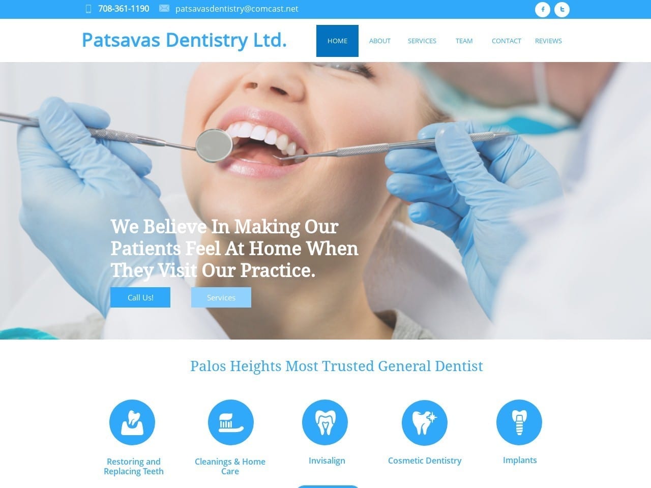 Patsavas Dentist Website Screenshot from patsavasdentistry.com