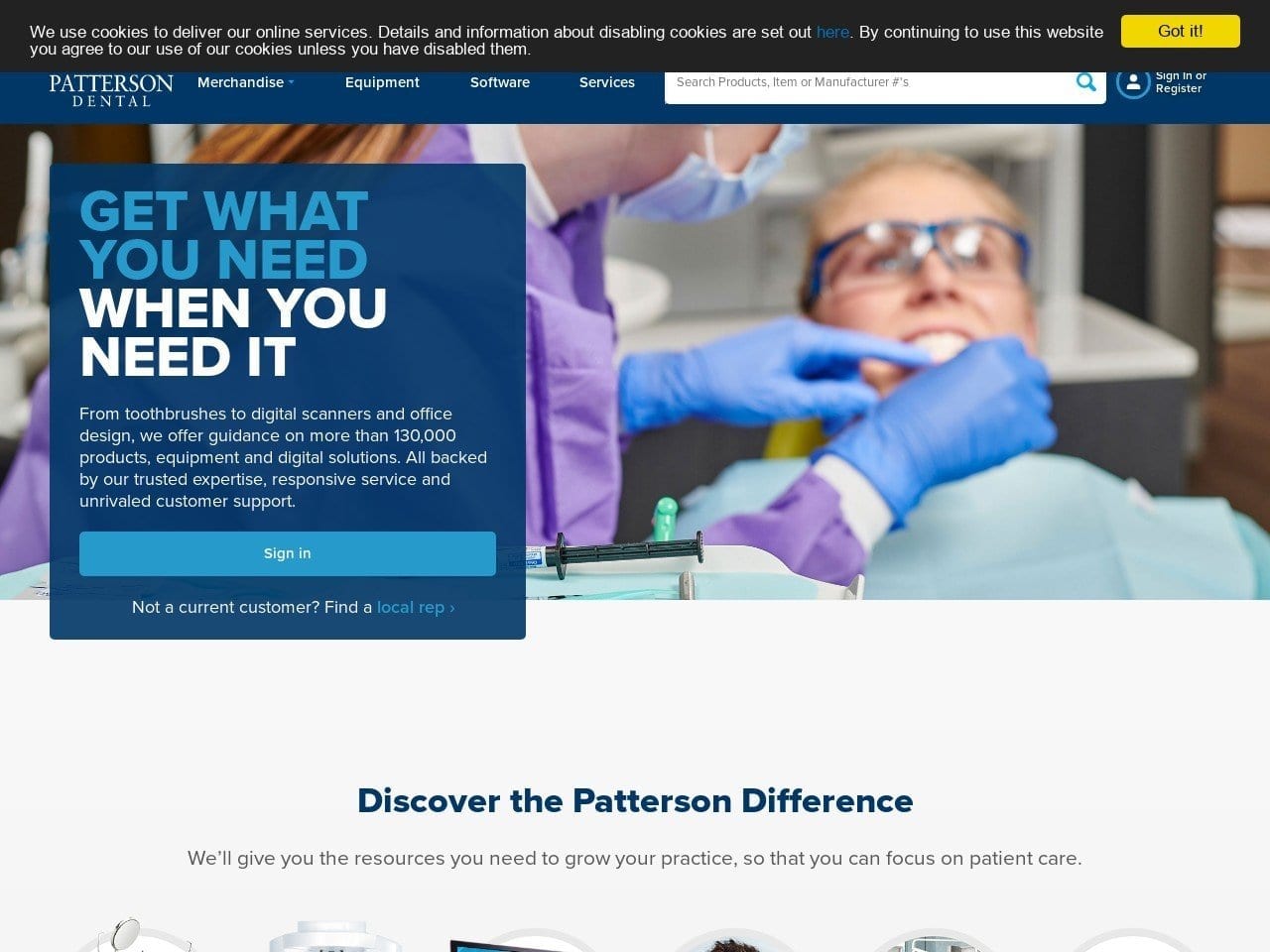 Patterson Dental Supply Co Website Screenshot from pattersondental.com