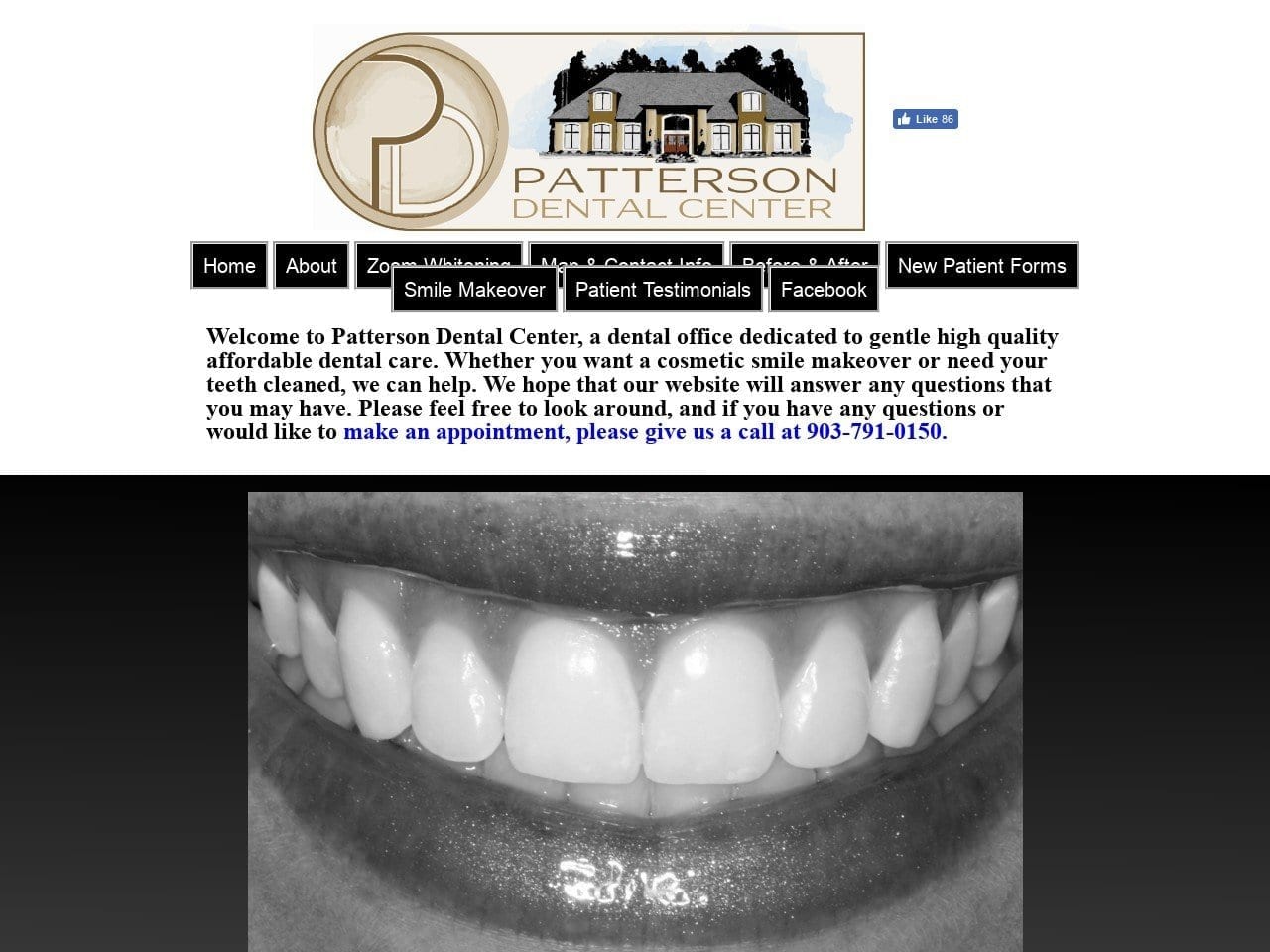 Patterson Dental Center Website Screenshot from pattersondentalcenter.com