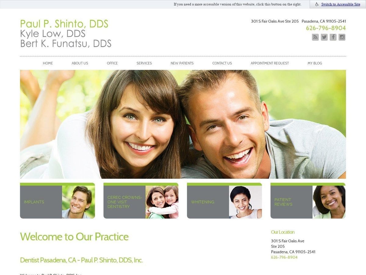 Dr. Paul P. Shinto DDS Website Screenshot from paulpshintodds.com