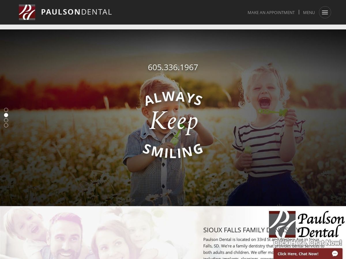 Paulson Dental Website Screenshot from paulsondental.com