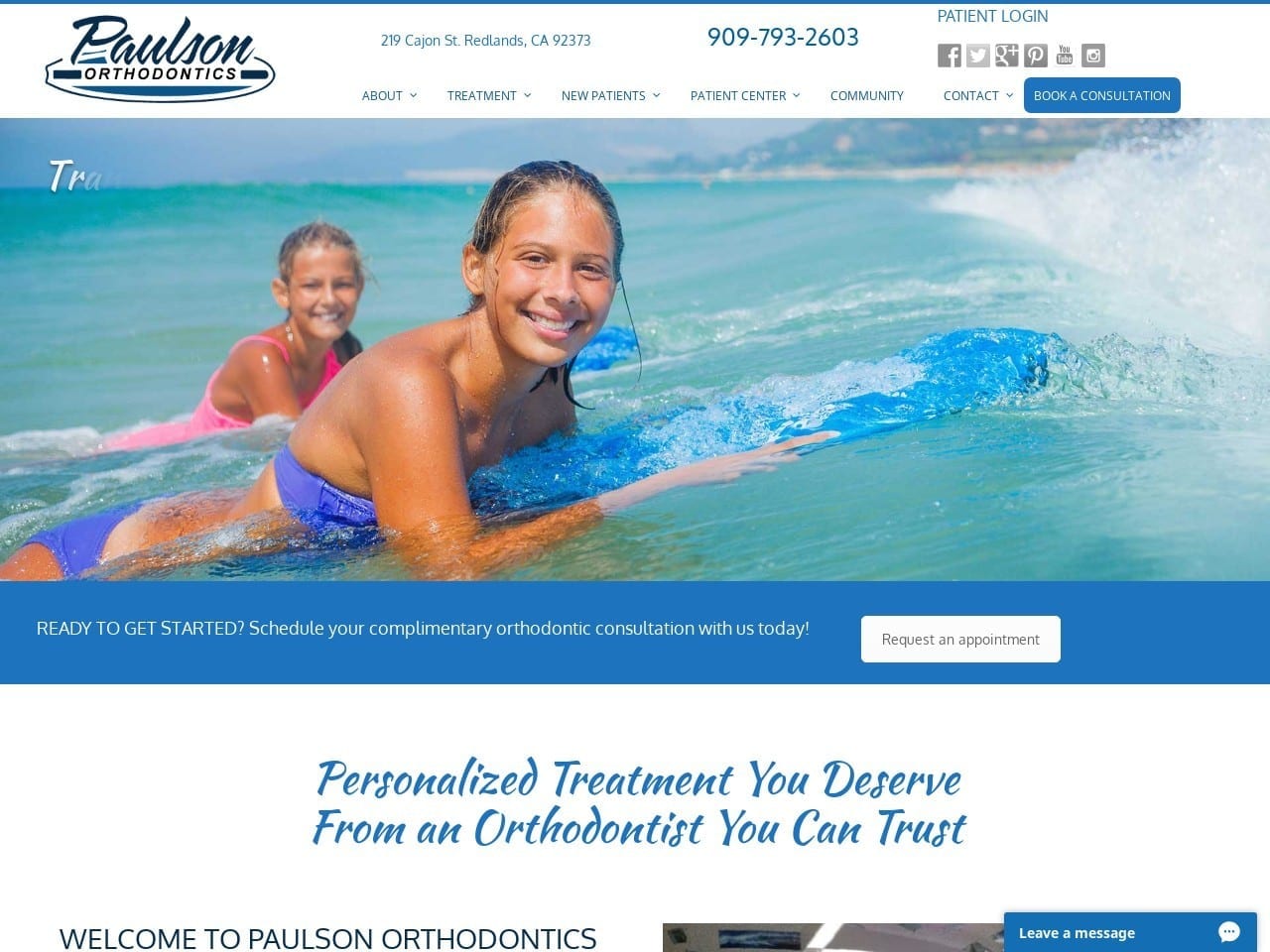 Paulson Orthodontics Website Screenshot from paulsonortho.com