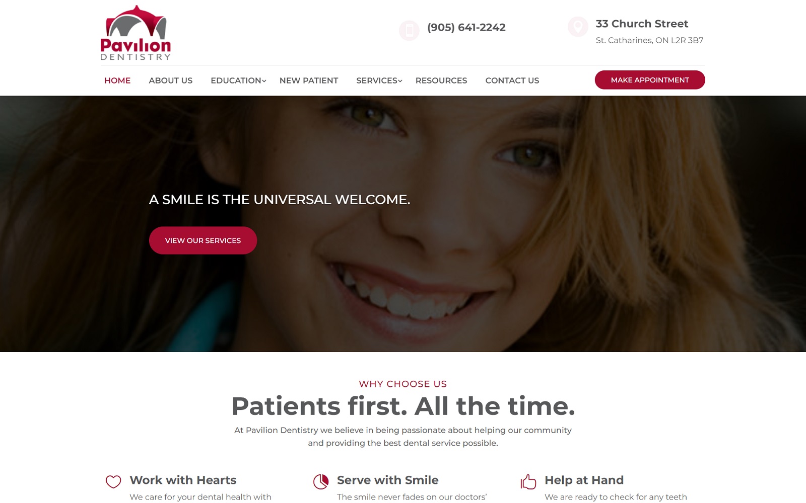 paviliondentistry.ca screenshot