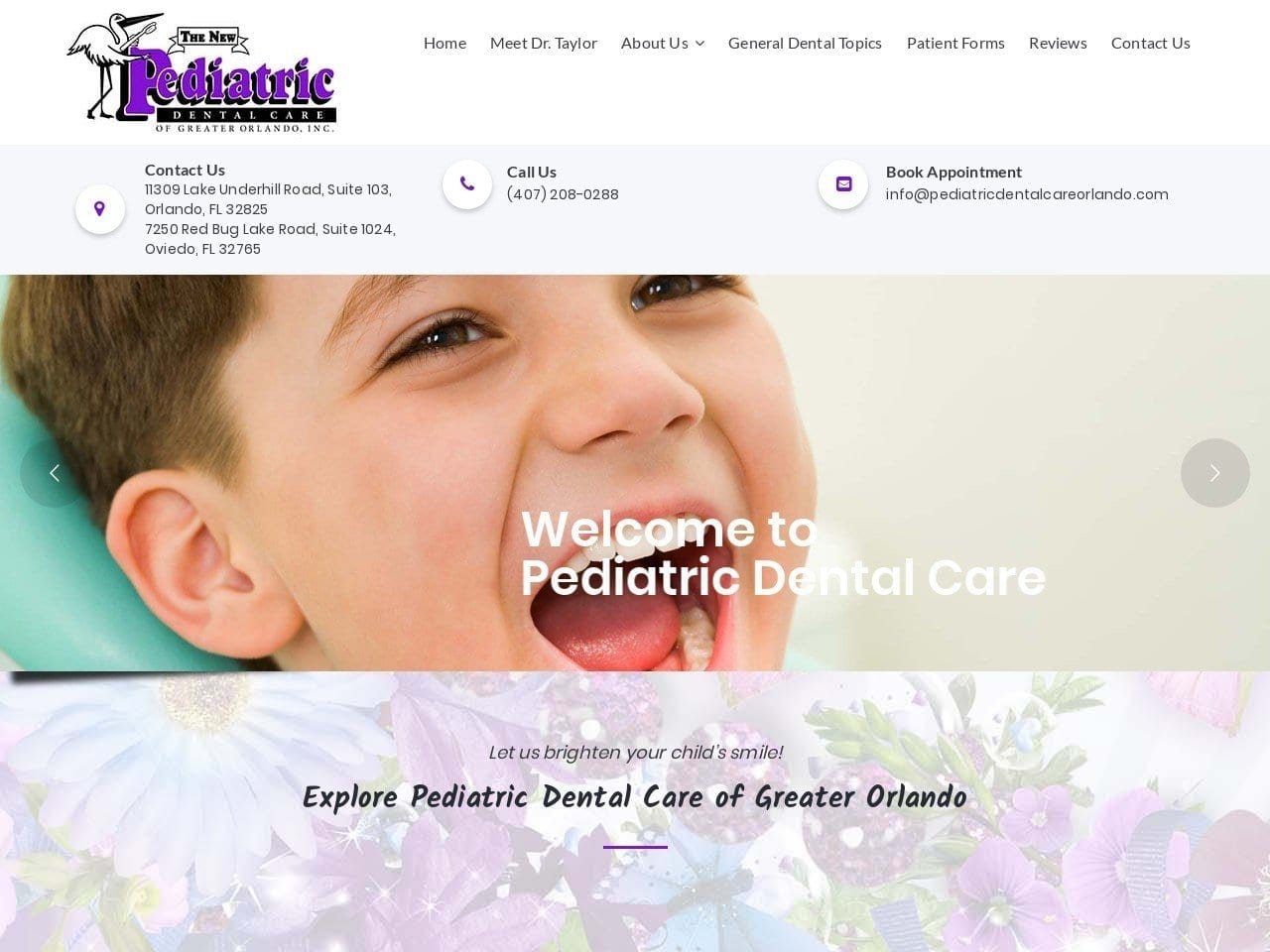 The New Pediatric Dental Care Of Greater Orlando I Website Screenshot from pdcorlando.com