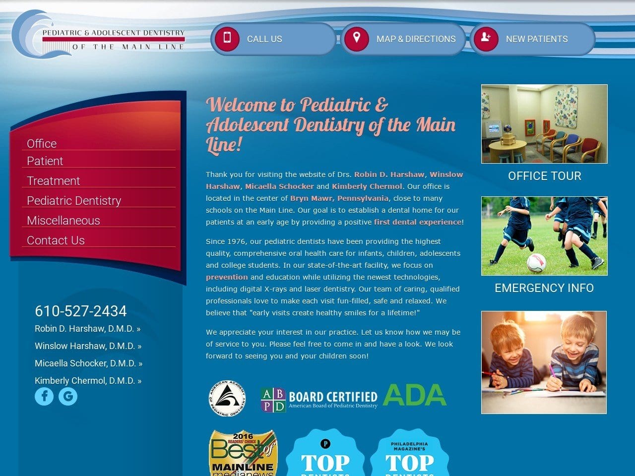 Pediatric & Adolescent Dentistry of the Main Line Website Screenshot from pdmainline.com