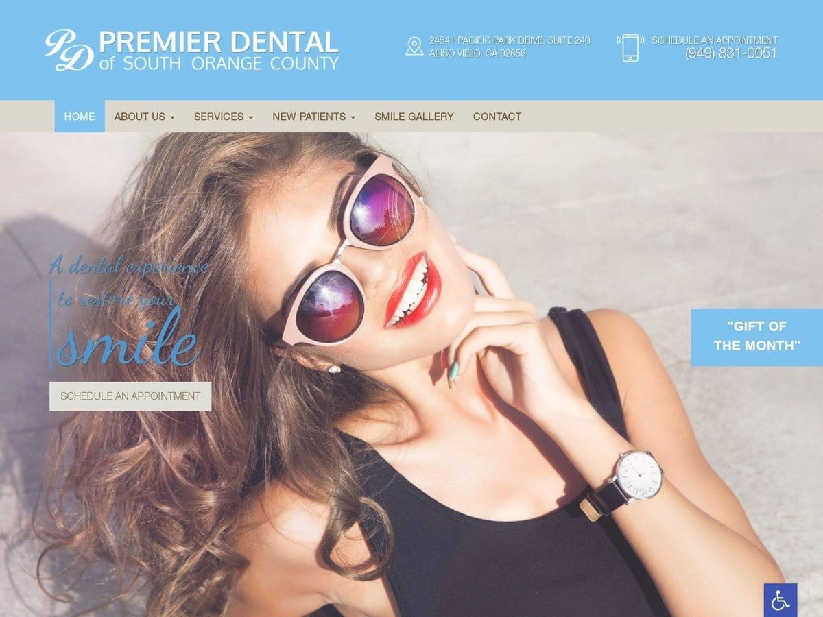 Premier Dental of South Orange County Website Screenshot from pdsoc.com