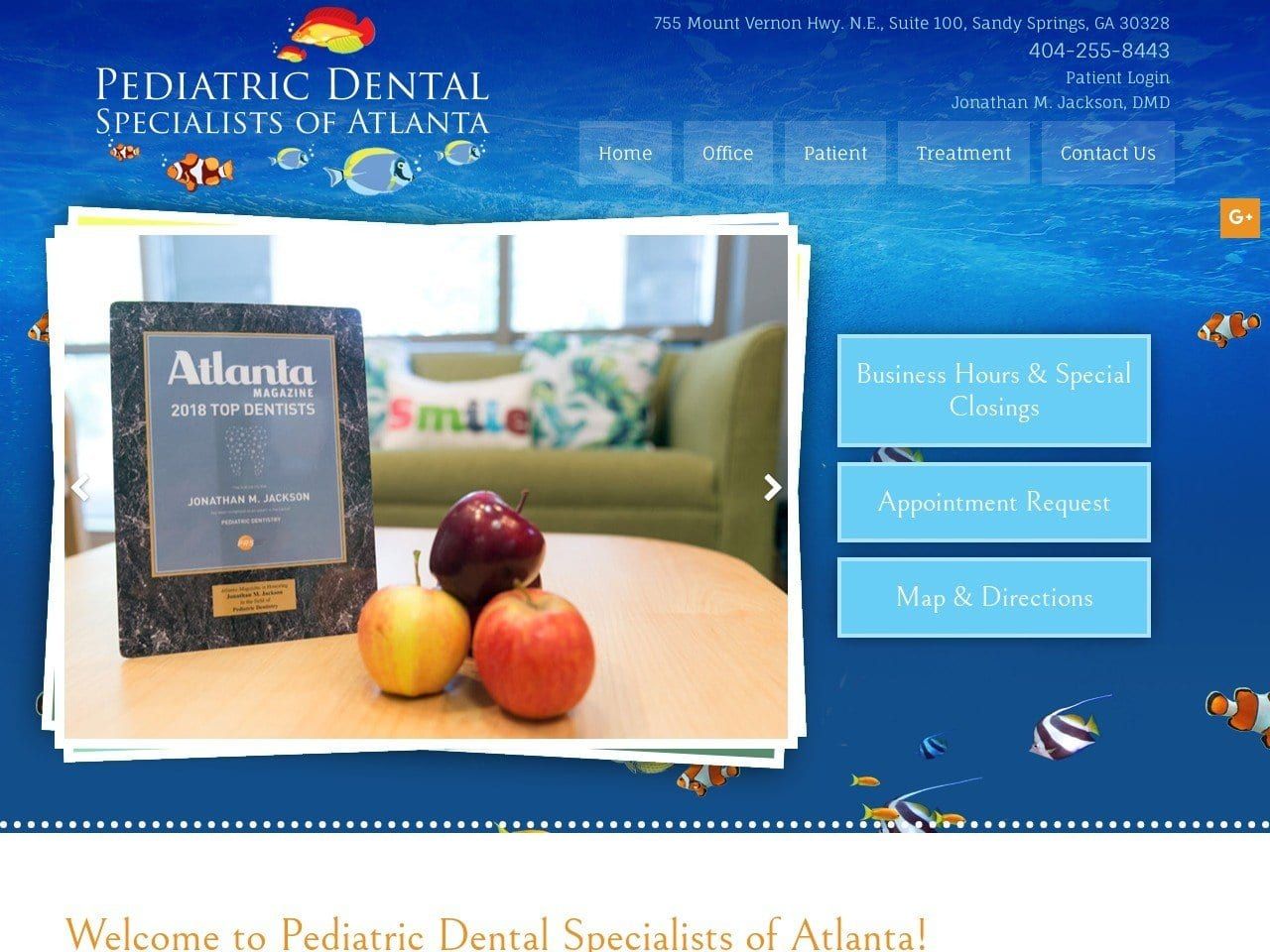 Pediatric Dental Specialists Website Screenshot from pdsofa.com