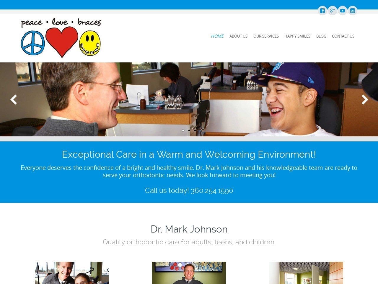 Dr. Mark A. Johnson DDS Website Screenshot from peacelovebraces.com