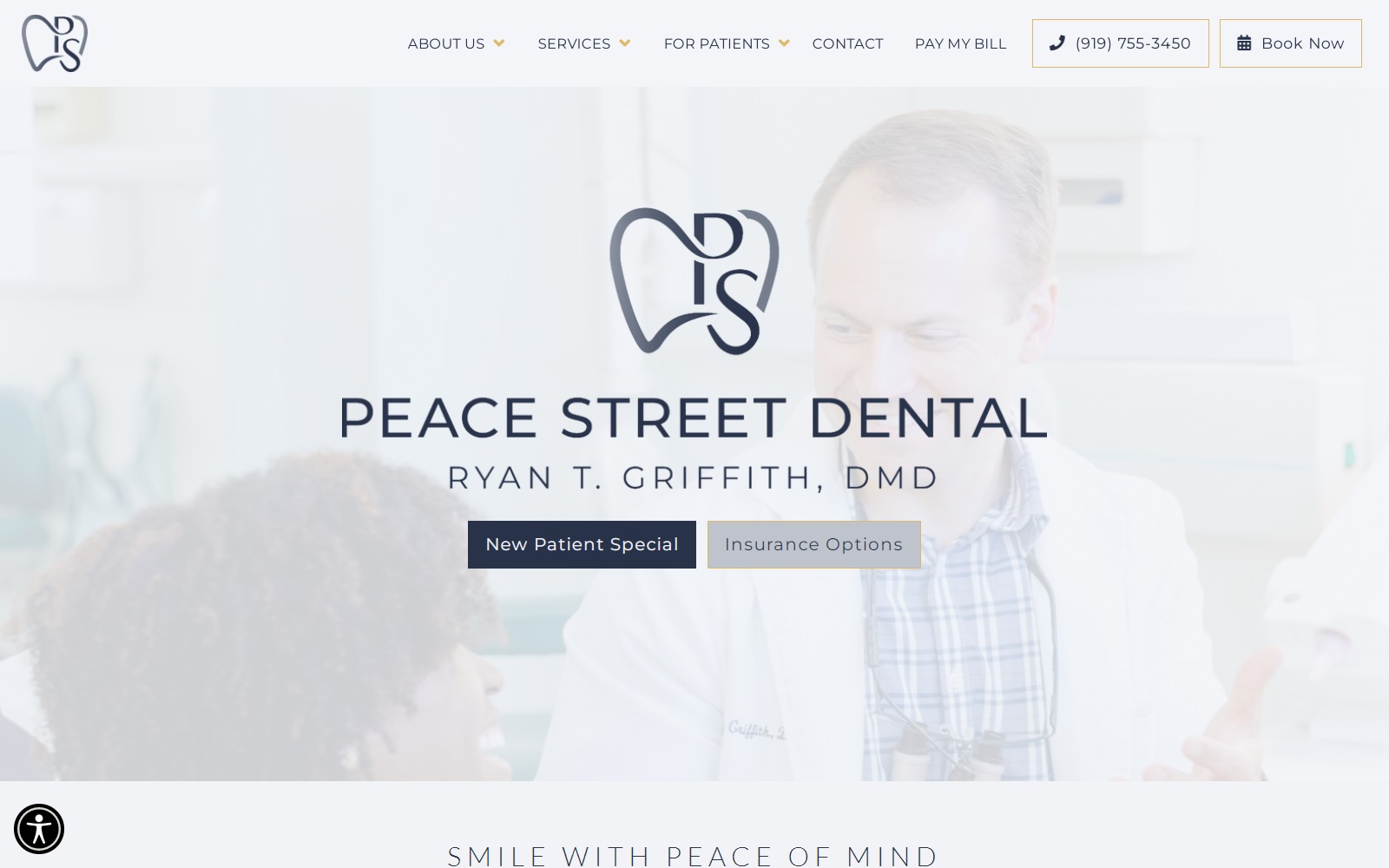 peacestreetdental.com screenshot