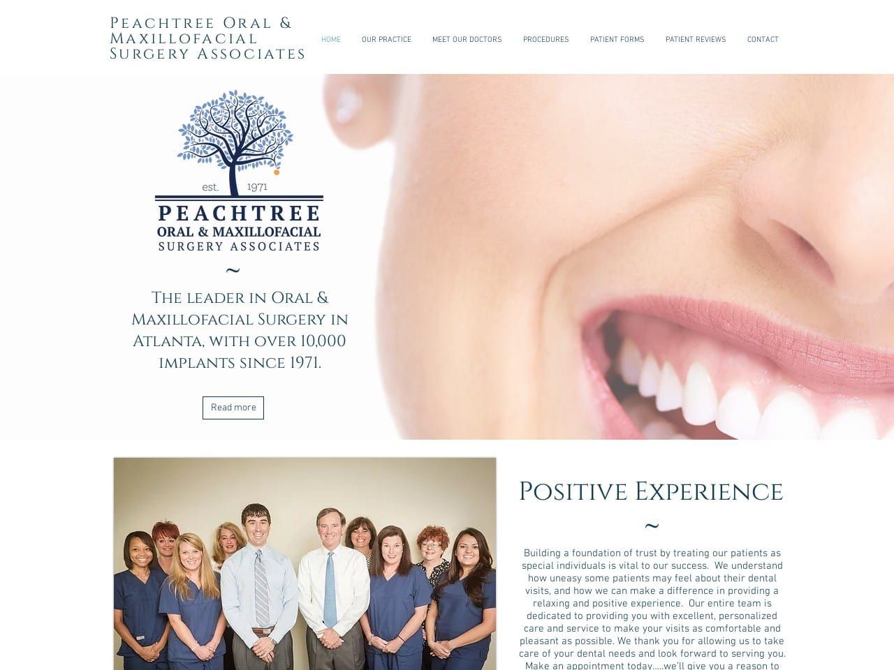 Peachtree Oral & Maxillofacial Surgery Associates Website Screenshot from peachtreeoms.com