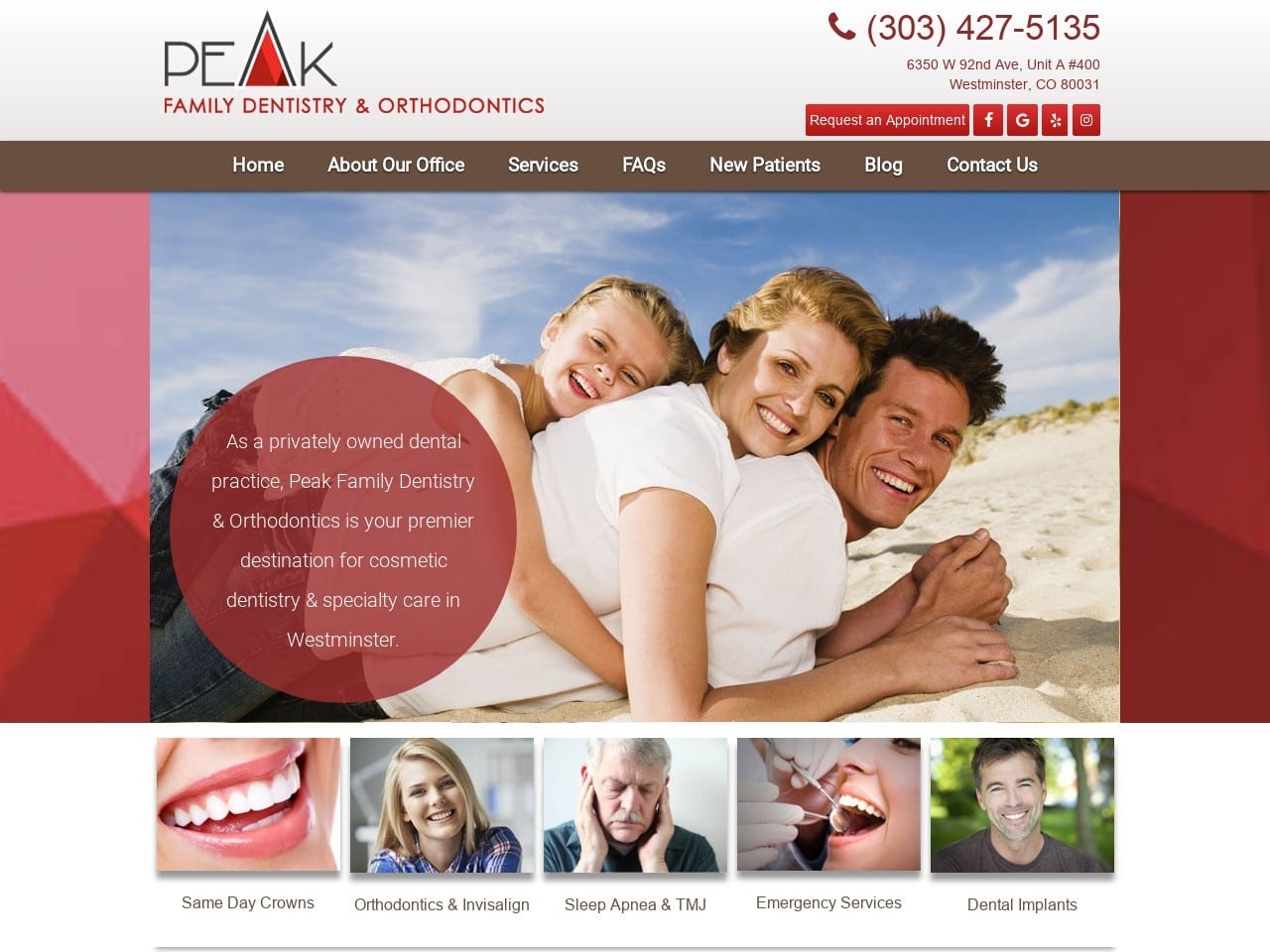 Peak Family Dentistry & Orthodontics Website Screenshot from peakdentalorthodontics.com