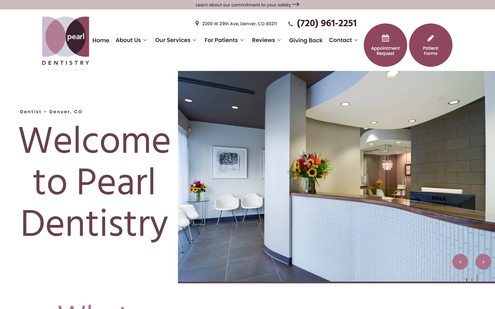 pearldentistrydenver.com screenshot