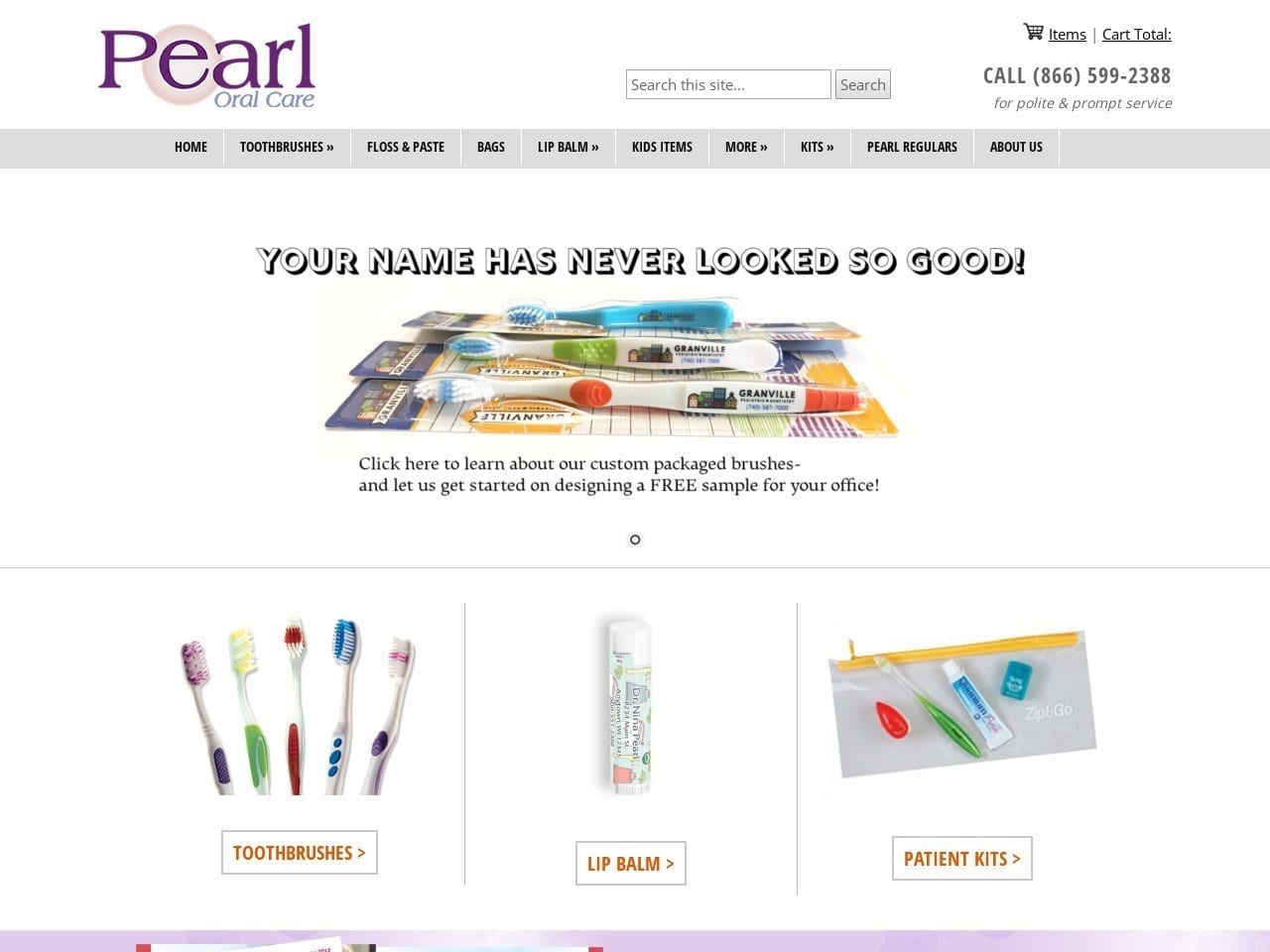 Pearl Oral Care Website Screenshot from pearloralcare.com