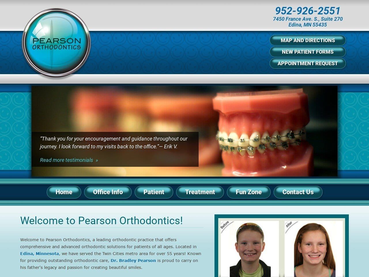 Pearson Orthodontics Website Screenshot from pearsonorthodontics.com