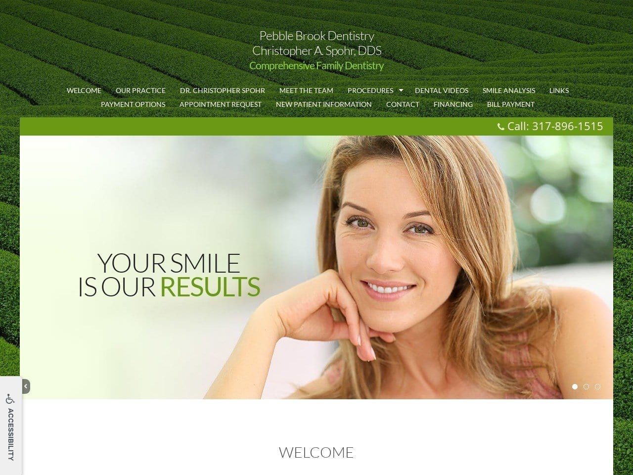 Pebble Brook Dentist Website Screenshot from pebblebrookdentist.com