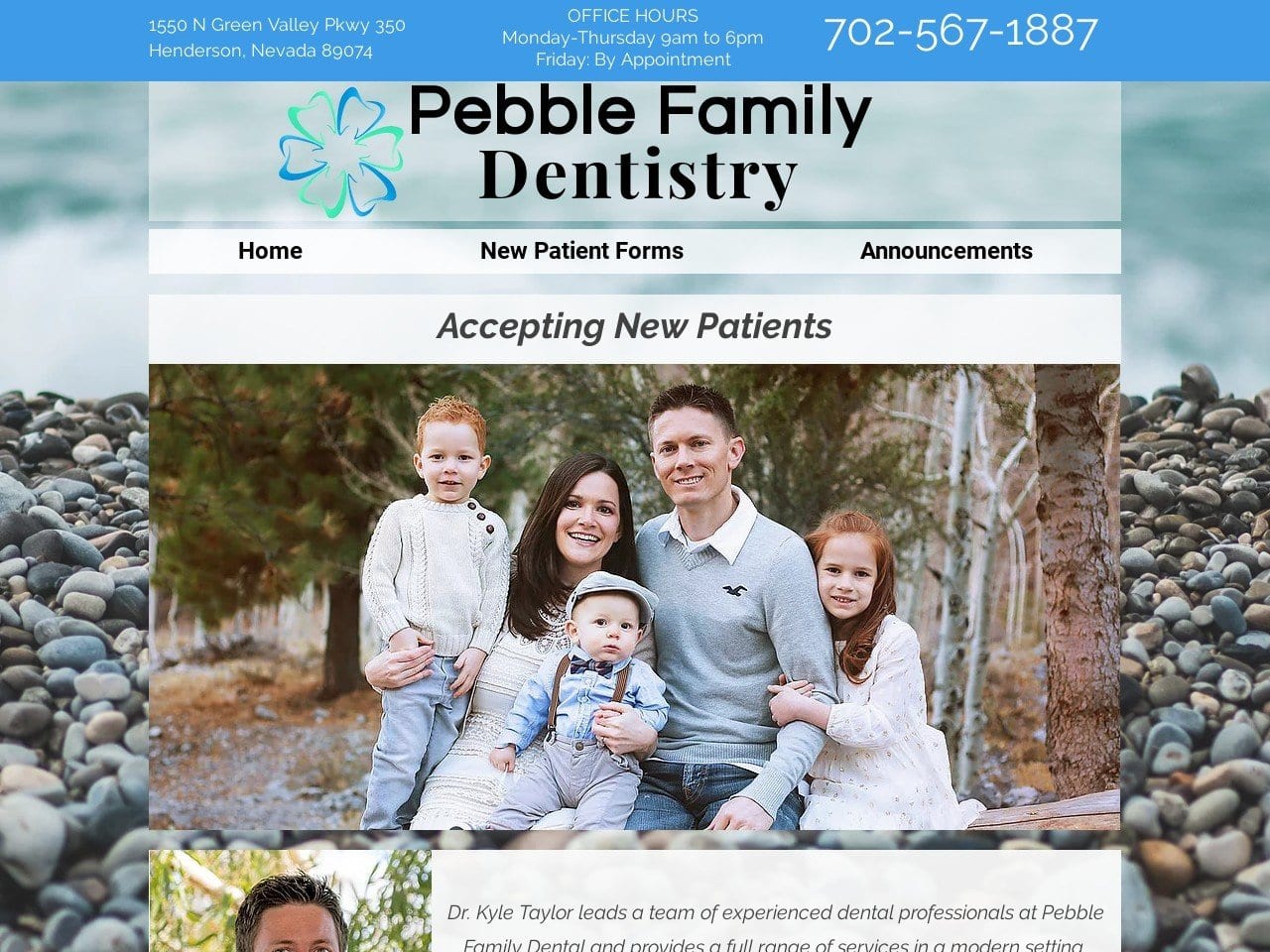 Pebble Family Dentistry Website Screenshot from pebblefamilydentistry.com