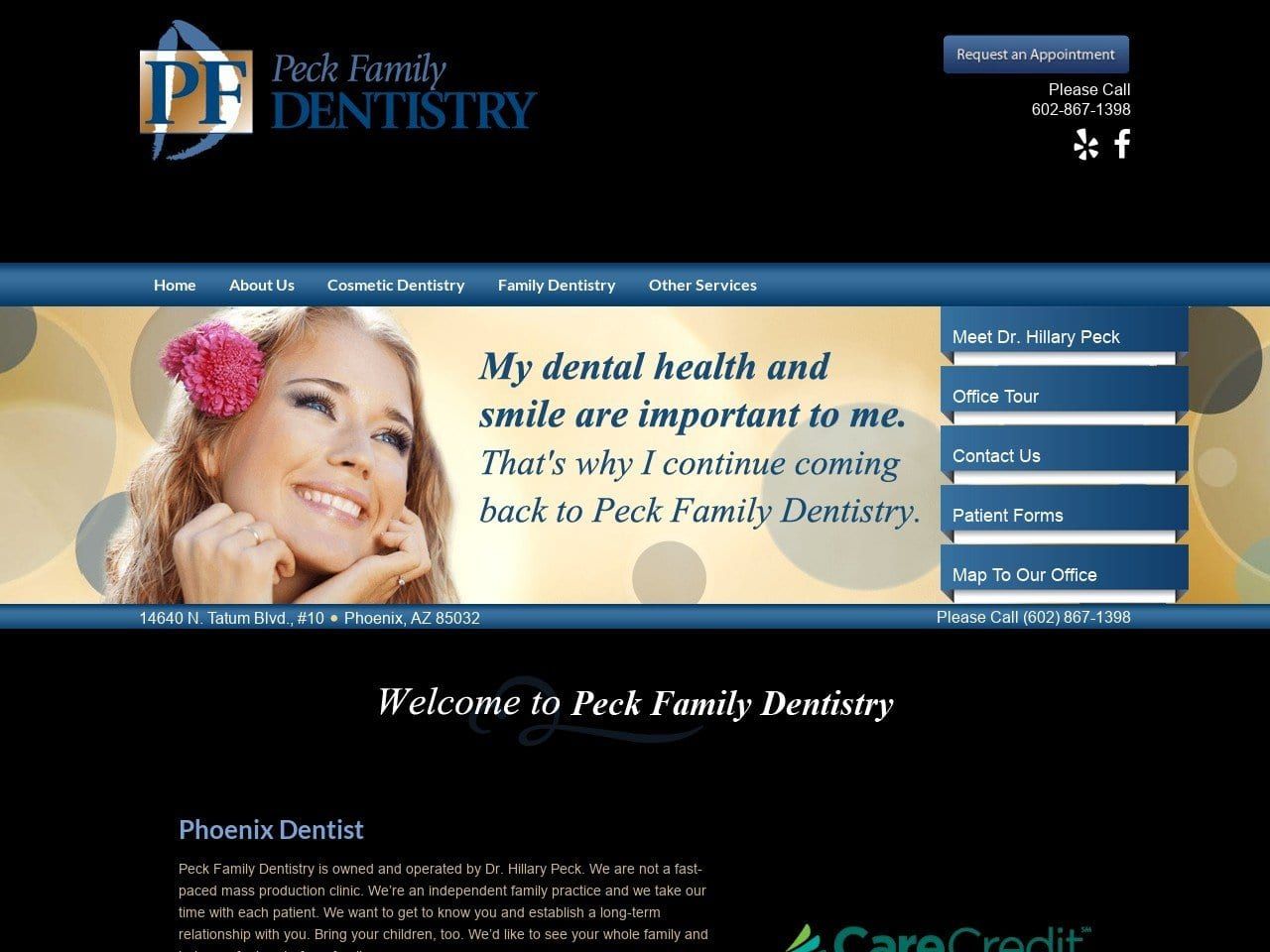 Peck Family Dentistry Website Screenshot from peckfamilydentistry.com
