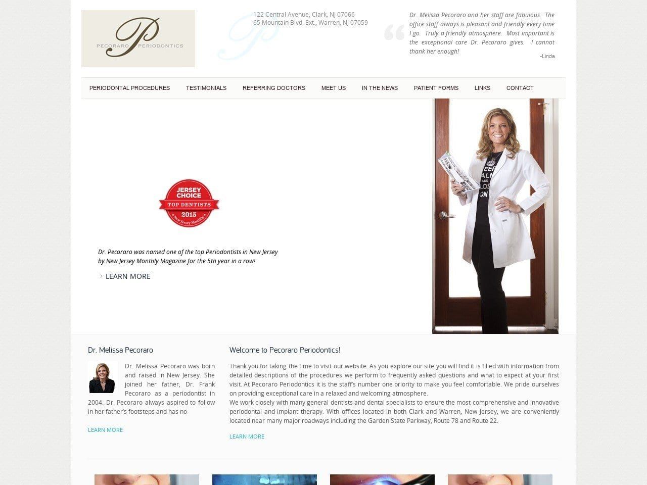 Dr. Melissa L. Pecoraro DMD Website Screenshot from pecoraroperio.com
