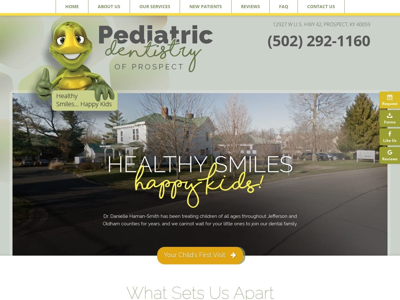 Pediatric Dentist Website Screenshot from peddentofprospect.com