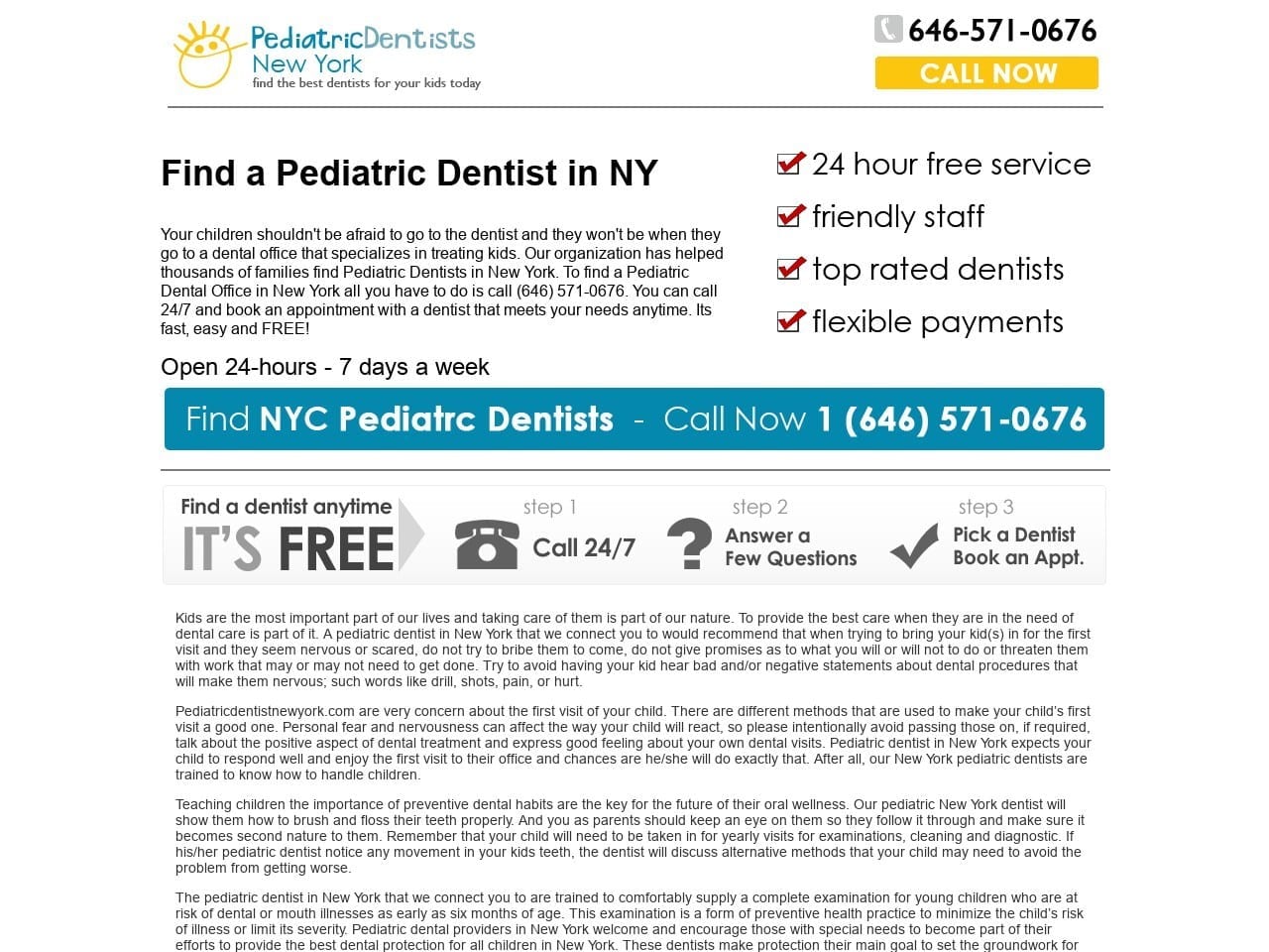 Pediatric Dentist New York Website Screenshot from pediatricdentistnewyork.com