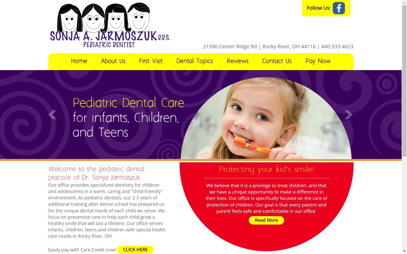 pediatricdentistrockyriver.com screenshot