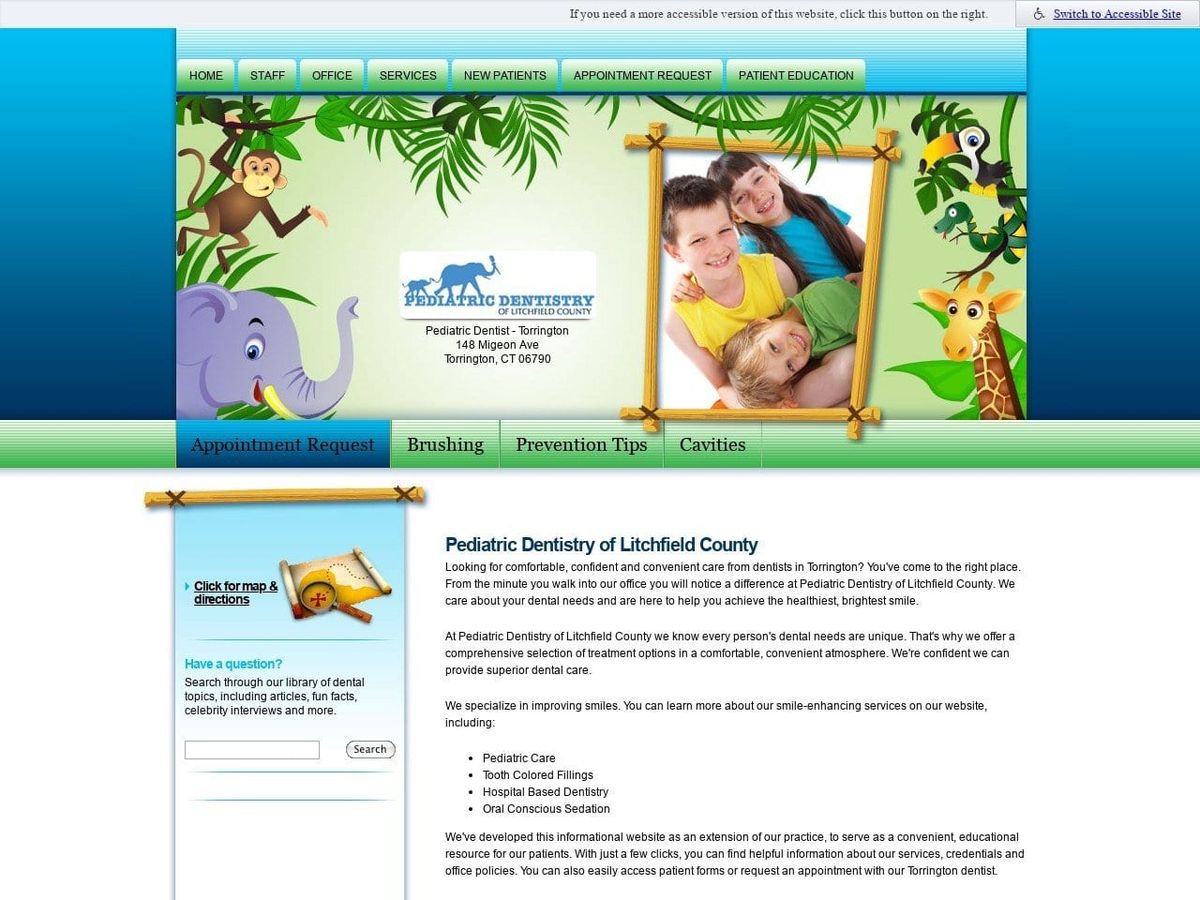 Pediatric Dentist Website Screenshot from pediatricdentistrylitchfield.com