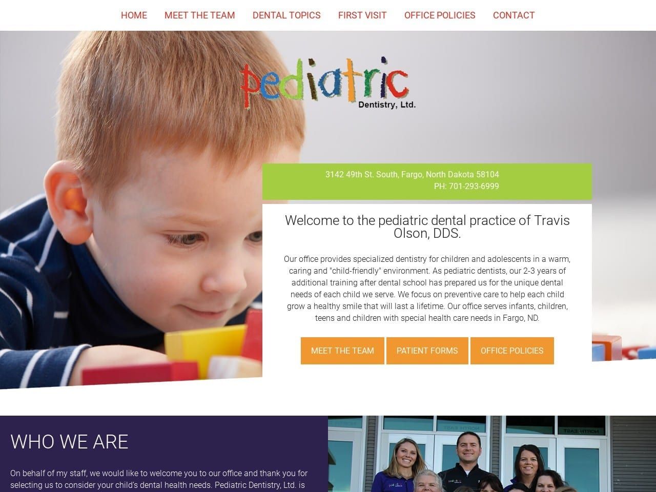 Travis L. Olson DDS Website Screenshot from pediatricdentistryltd.com