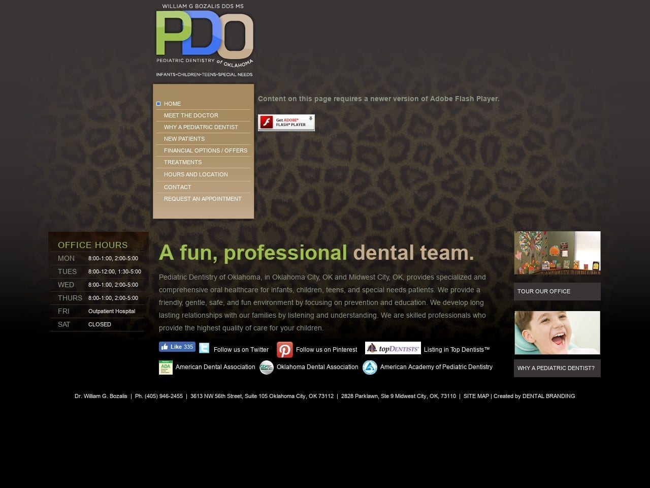 Pediatric Dentistry of Ok Bozalis William G DDS Website Screenshot from pediatricdentistryofok.com