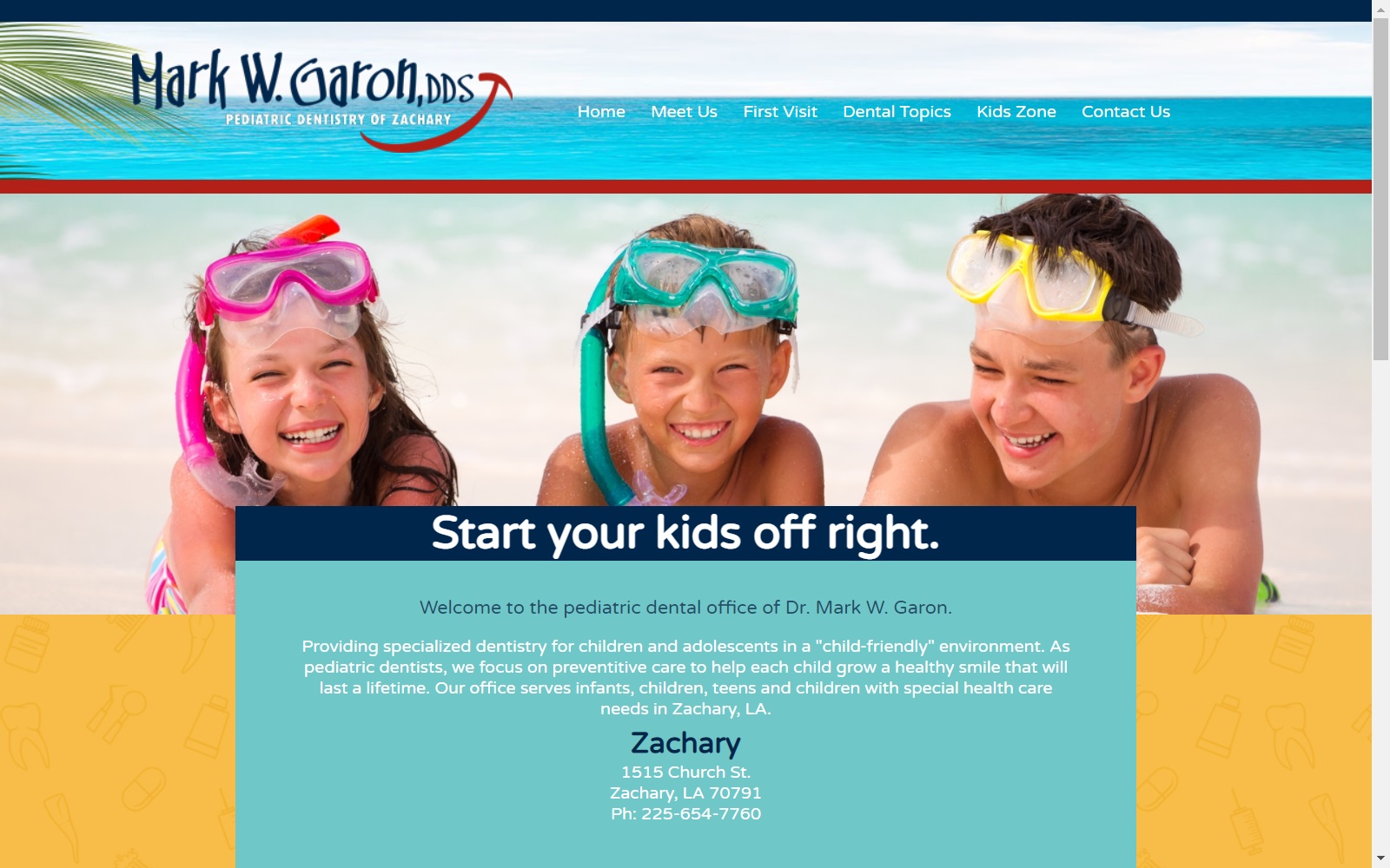 pediatricdentistryofzachary.com screenshot