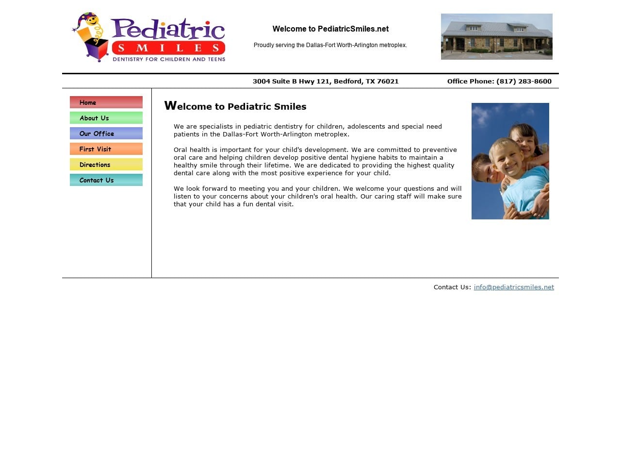 Pediatric Smiles Website Screenshot from pediatricsmiles.net