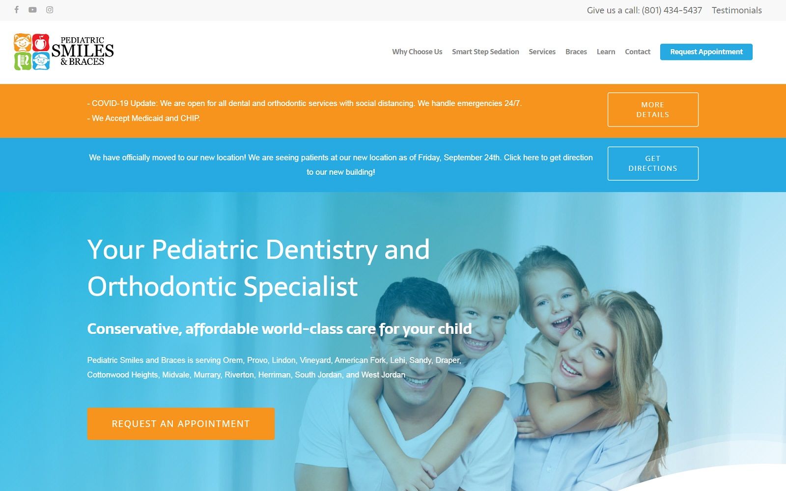 pediatricsmilesandbraces.com screenshot