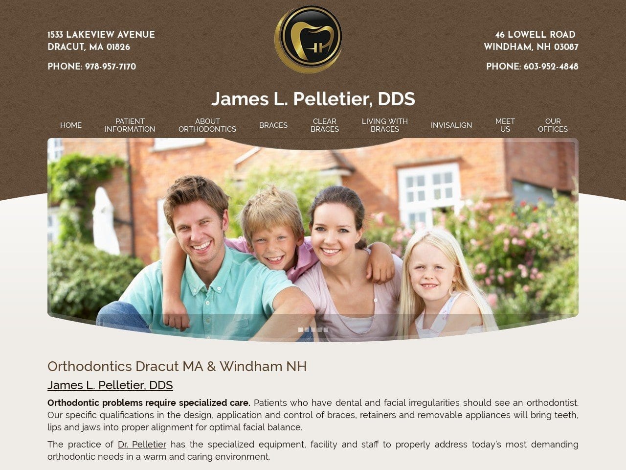 Pelletier Smiles Website Screenshot from pelletiersmiles.com