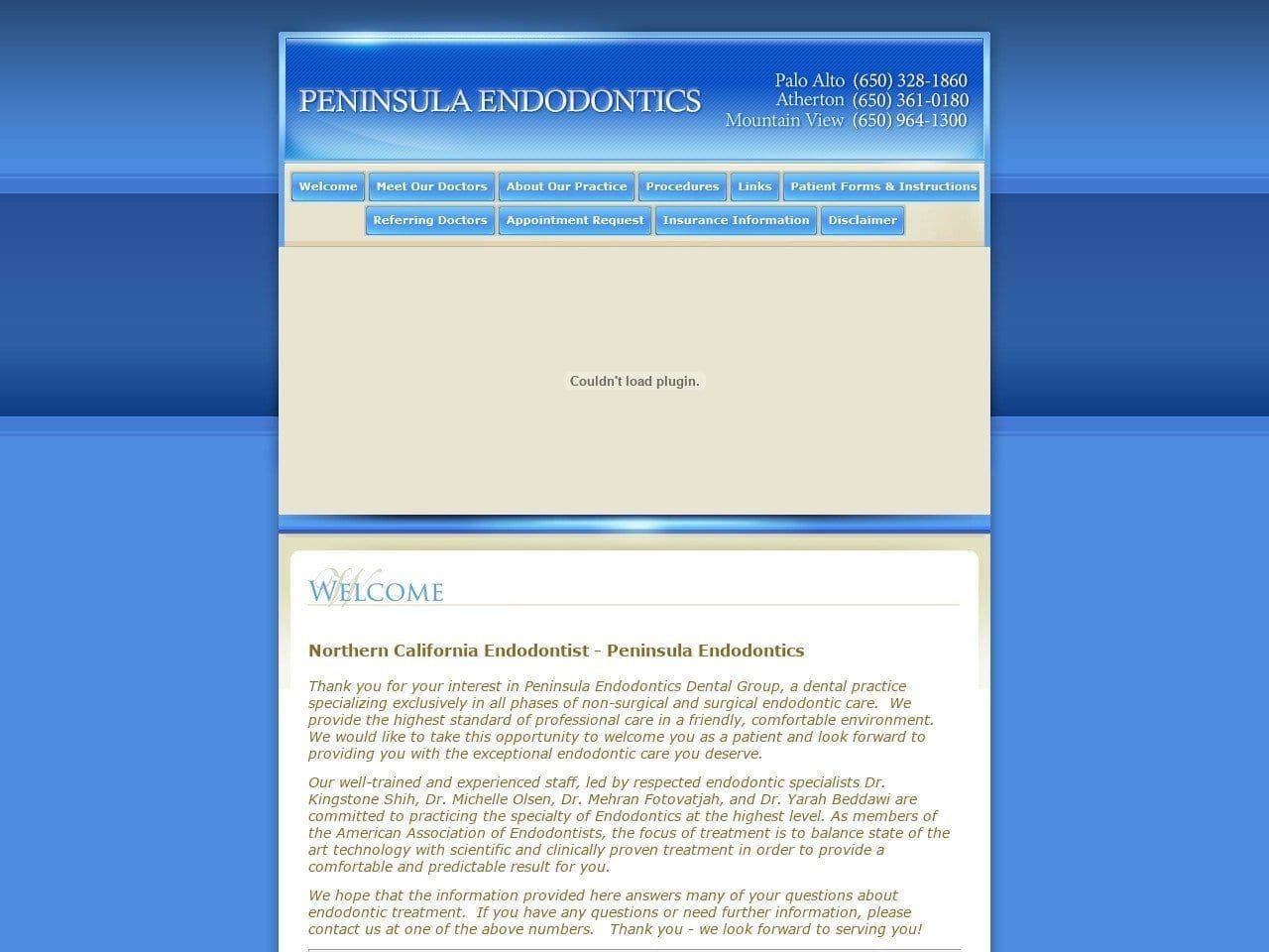 Peninsula Endodontic Group Website Screenshot from peninsula-endodontics.com