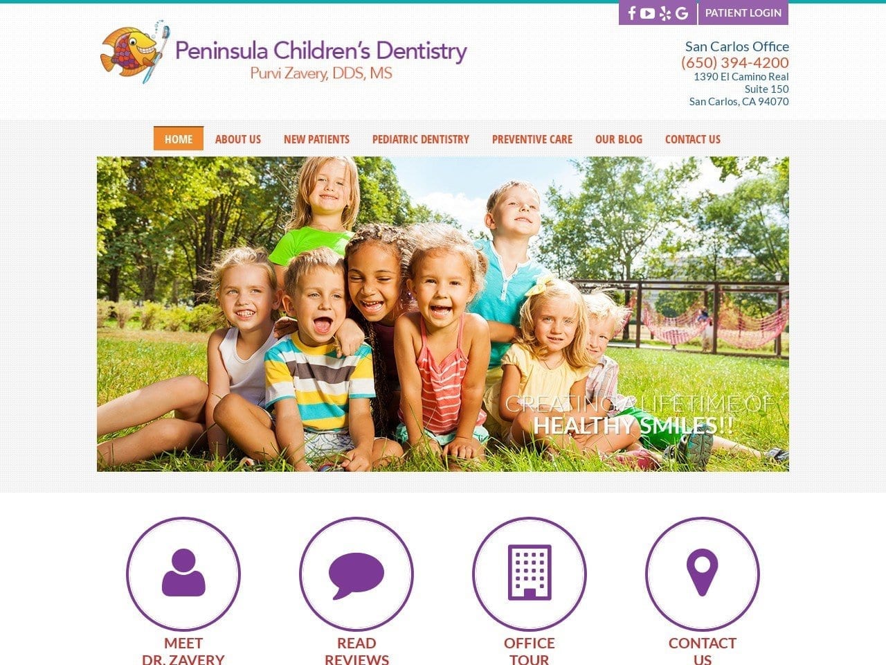 Peninsula Childrens Dentistry Website Screenshot from peninsulakidsdds.com