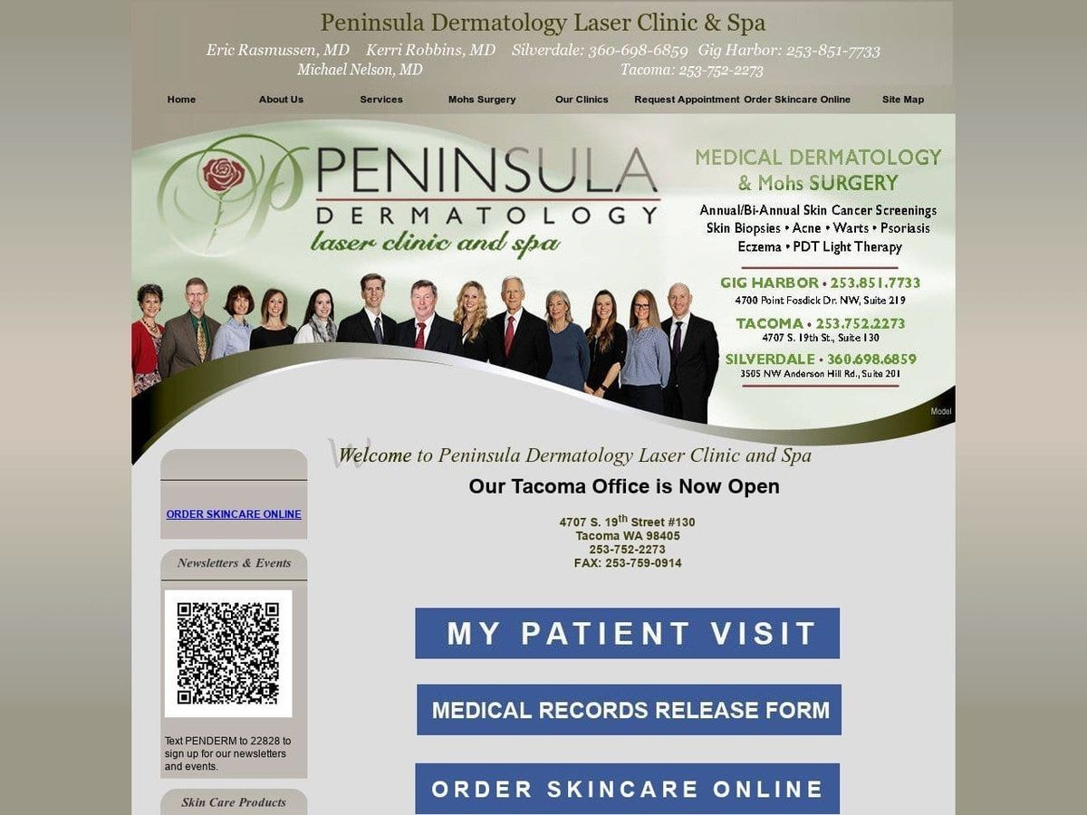 Peninsula Dermatology Website Screenshot from peninsulaskincare.com