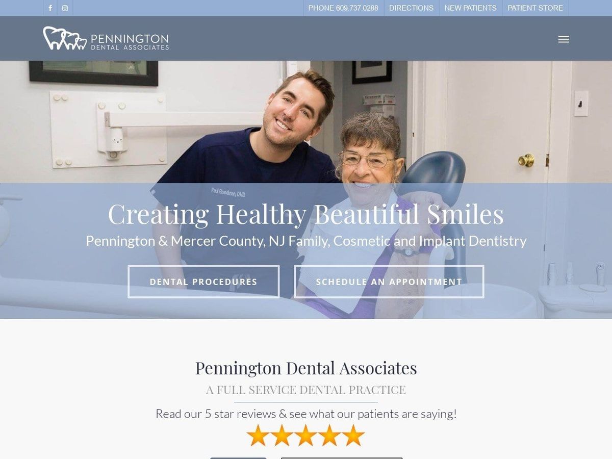 Pennington Dental Associates LLC Website Screenshot from penningtondentalcenter.com