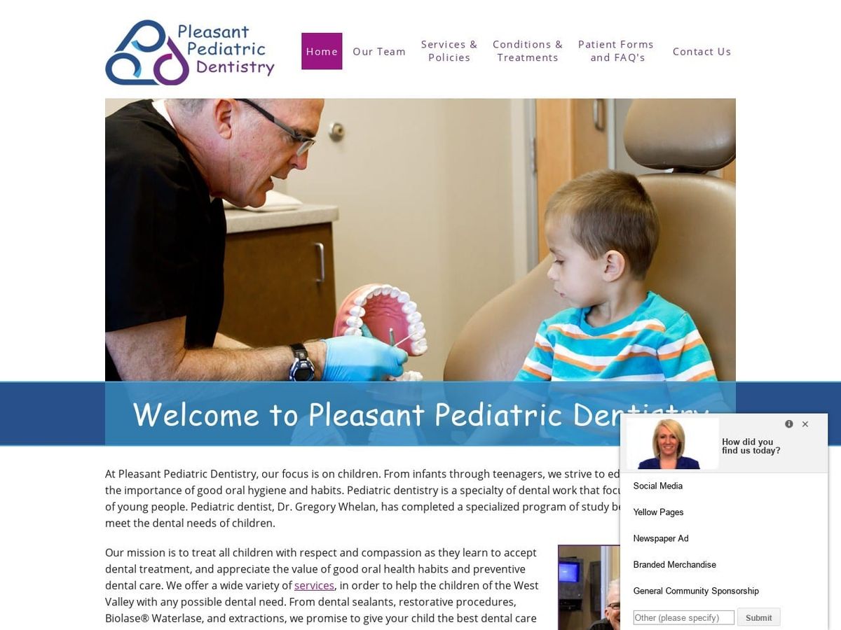 Pleasant Pediatric Dentist Website Screenshot from peoriappd.com