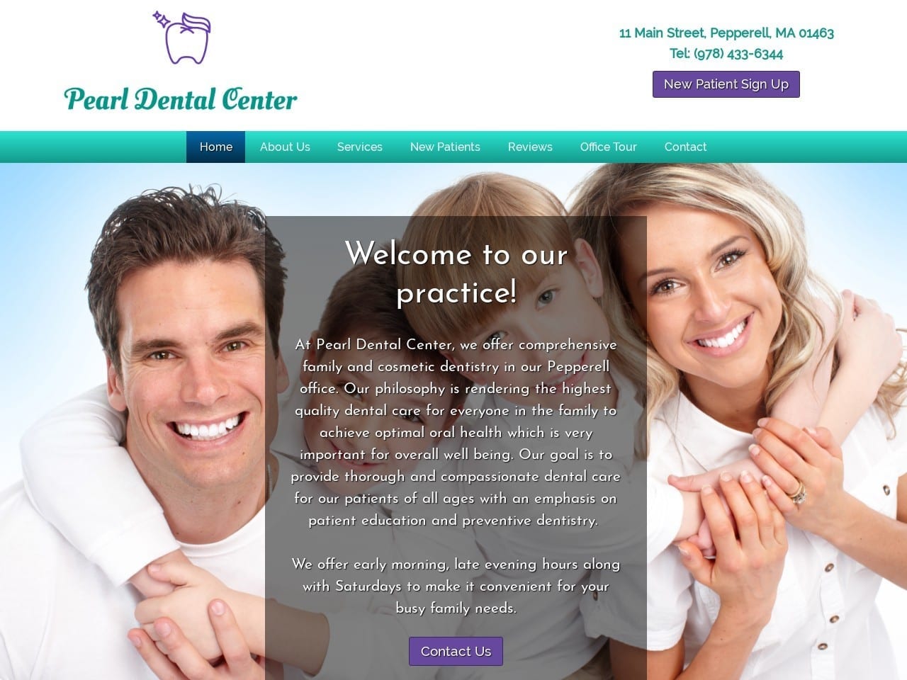 Smile Center Website Screenshot from pepperellsmilecenter.com