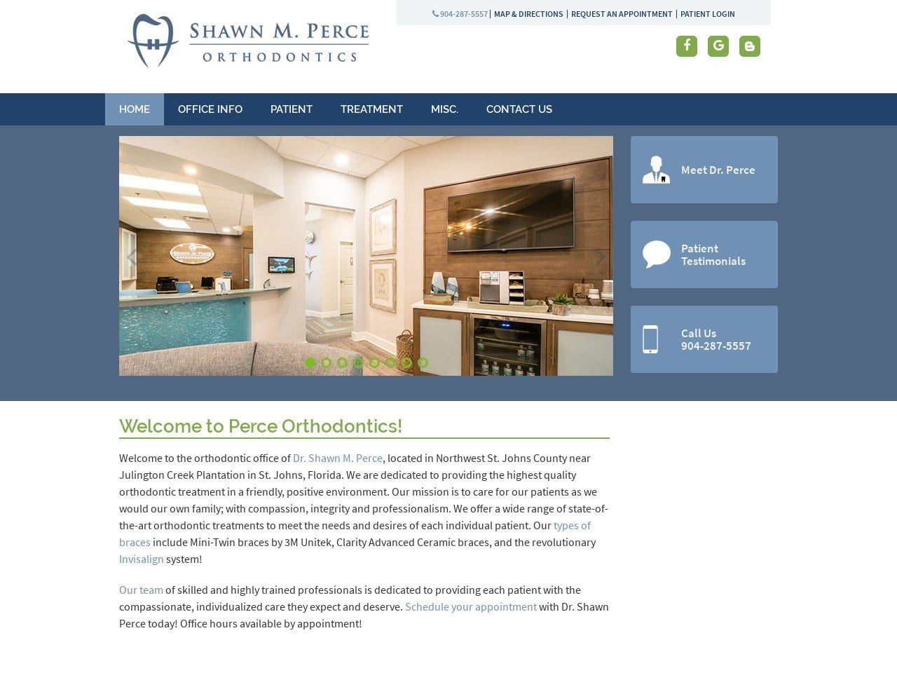 Perce Orthodontics Website Screenshot from perceorthodontics.com