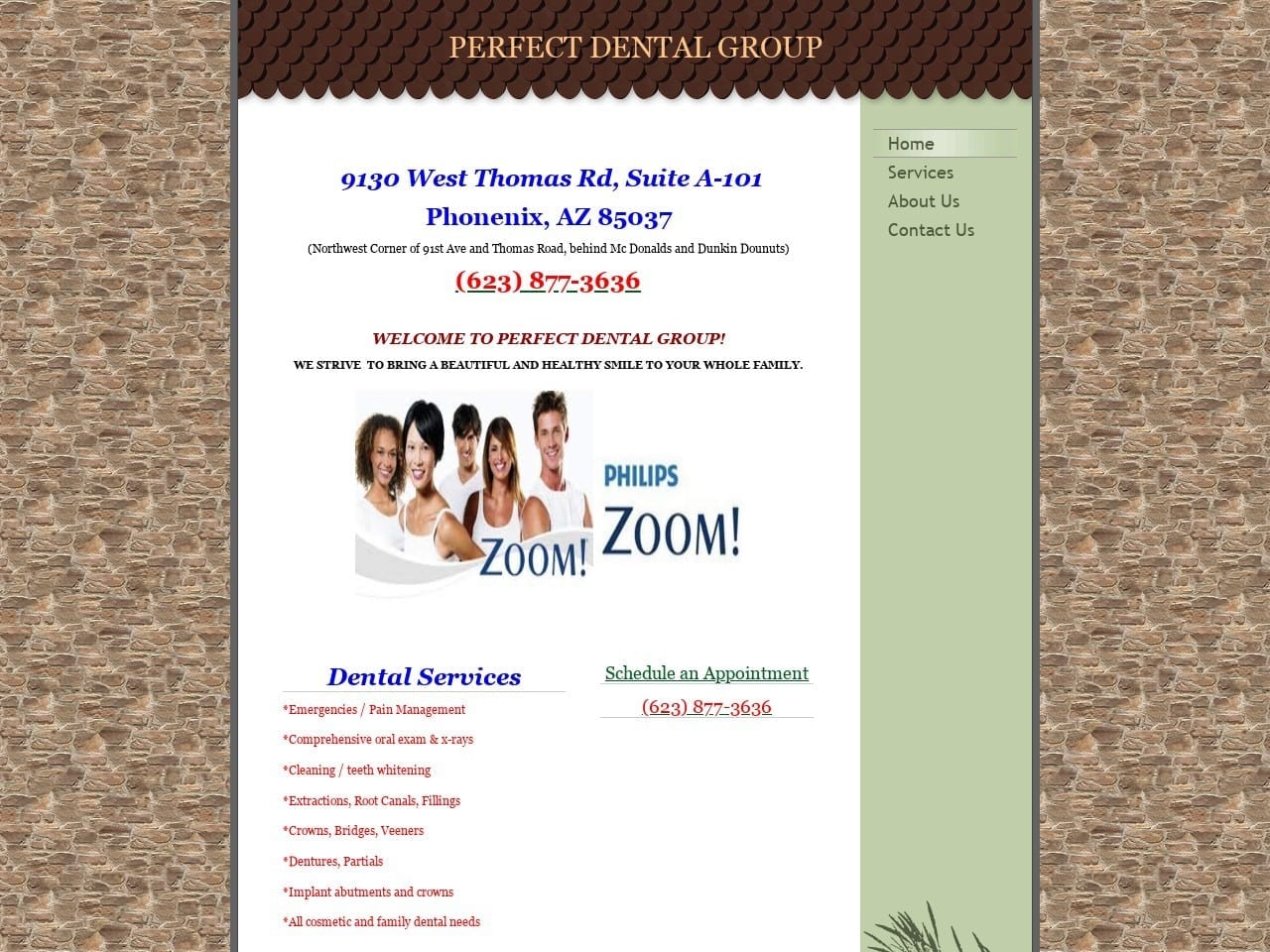 Perfect Dental Group Website Screenshot from perfectdentalgroup.com