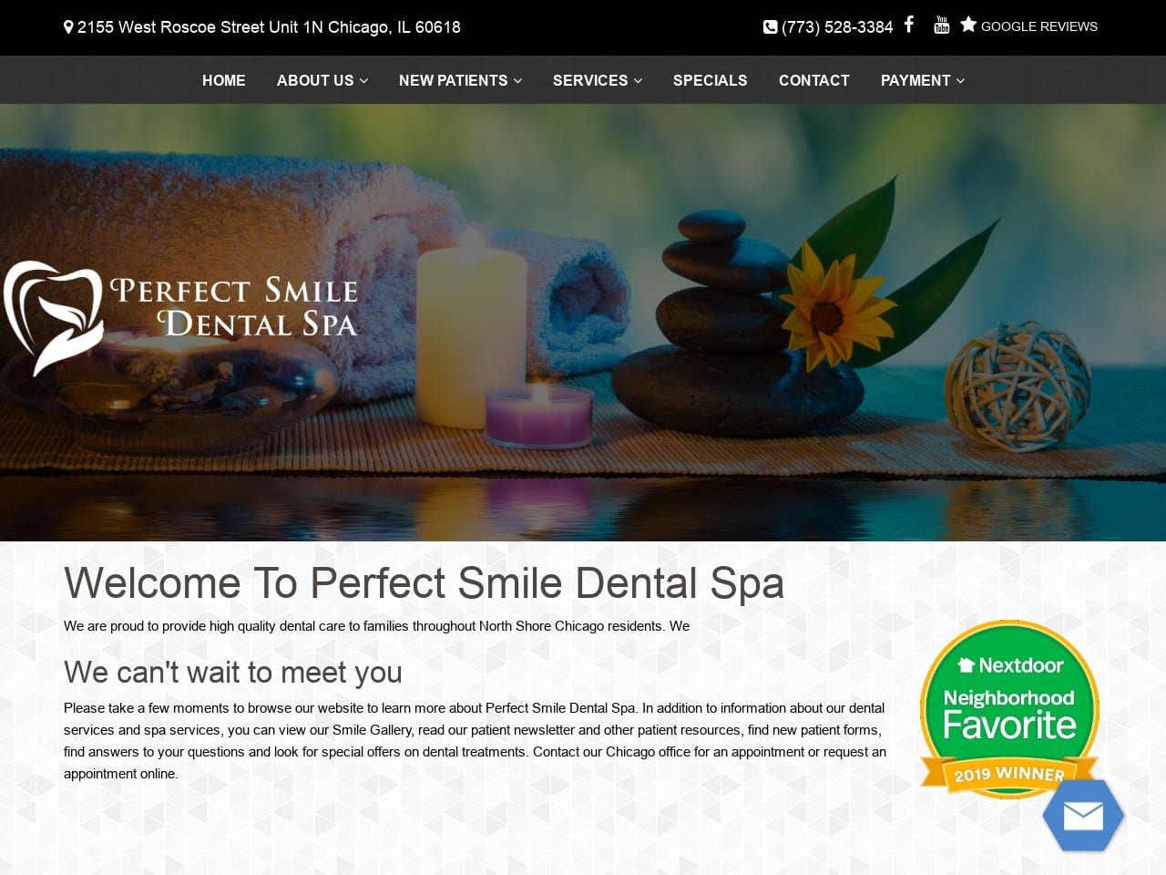 Perfect Smile Dental Spa Website Screenshot from perfectsmiledentalspa.com