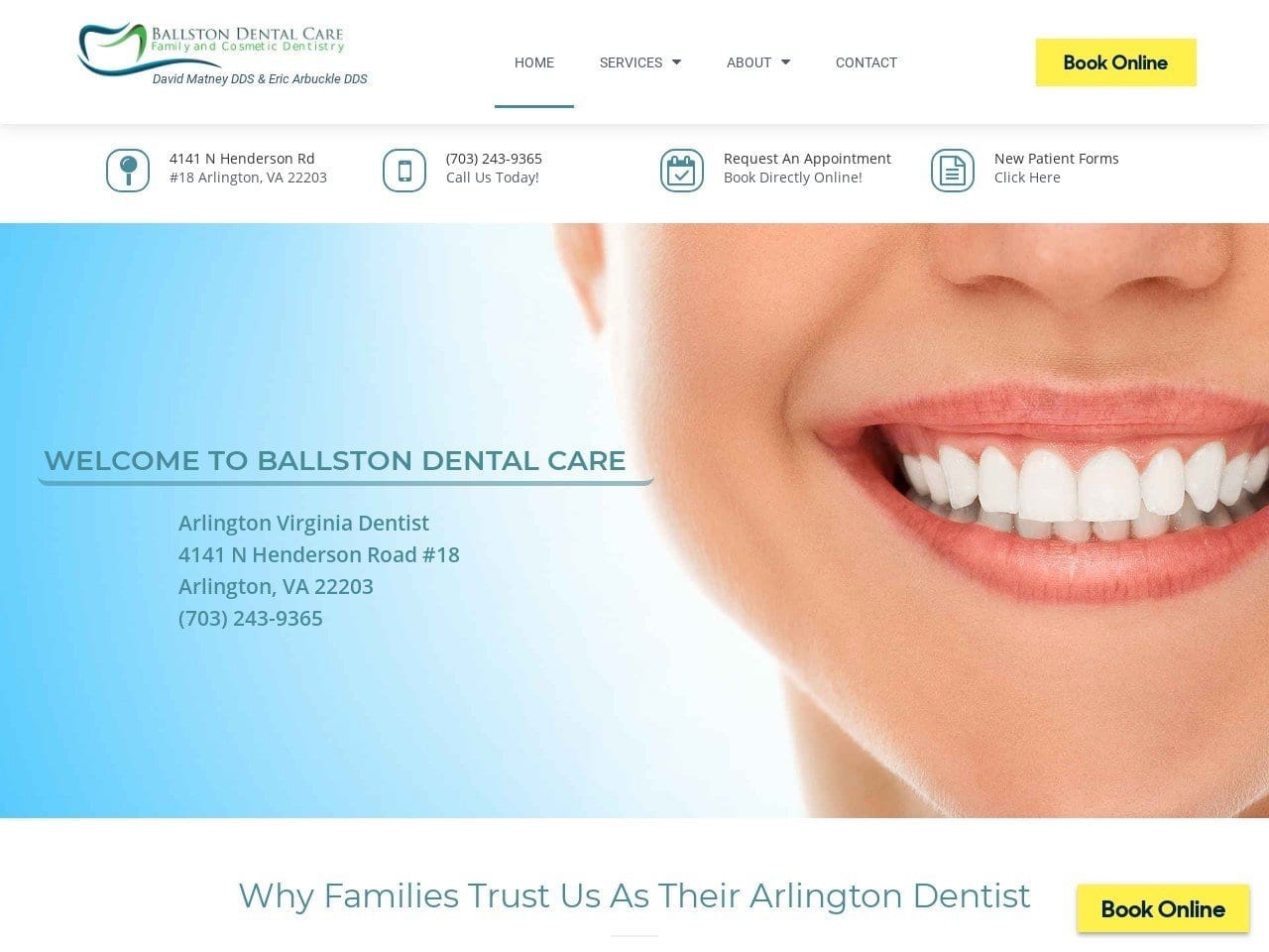 Eric Arbuckle DDS Website Screenshot from perfectsmilesva.com