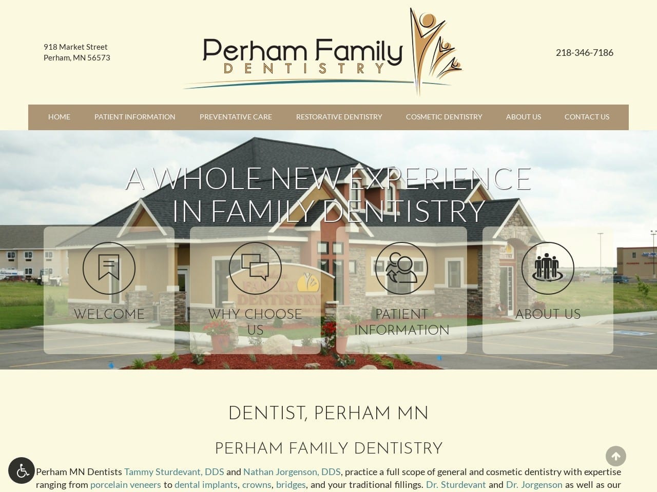 Perham Family Dental Website Screenshot from perhamfamilydentistry.com