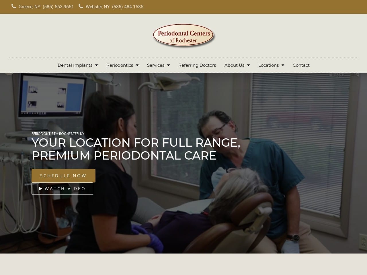 Periodontal Centers of Rochester Website Screenshot from periodontalcenters.com