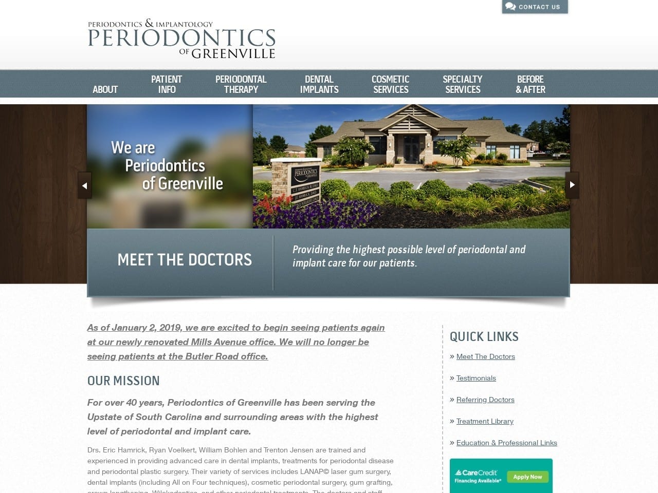 Periodontics of Greenville Website Screenshot from periogreenville.com